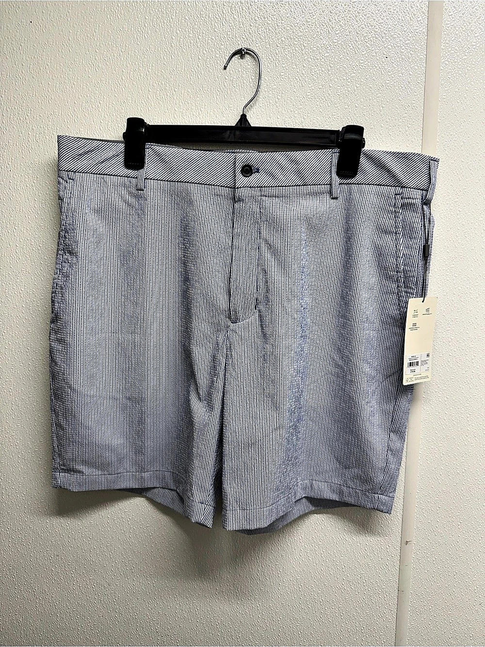 Walter Hagen Clubhouse Seersucker Golf Shorts Mens 38 Blue White 9in Flat Front